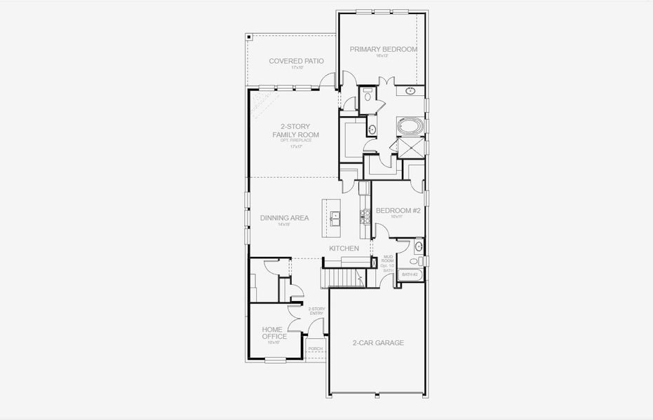 2D floor plan layout for the 2527W by Perry Homes in Meraki 45', Forney, TX (Image 4). 2D floor plan layout for the 2527W by Perry Homes in Meraki 45', Forney, TX (Image 4).