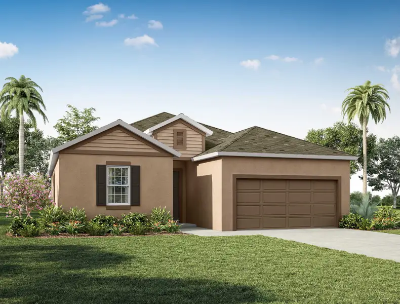 Representative exterior photo of a completed home built from the 50' Sweetwater by William Ryan Homes in Tamarack at Two Rivers, Zephyrhills, FL (Image 26).