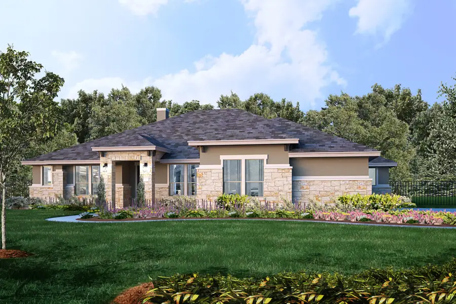 Representative exterior photo of a completed home built from the Llano II by Giddens Homes in Whispering Wind, Bertram, TX (Image 28). Representative exterior photo of a completed home built from the Llano II by Giddens Homes in Whispering Wind, Bertram, TX (Image 28).