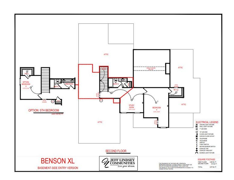 2D floor plan layout for the Benson F XL by Jeff Lindsey Communities in Bernhard Farms, Fayetteville, GA (Image 3).