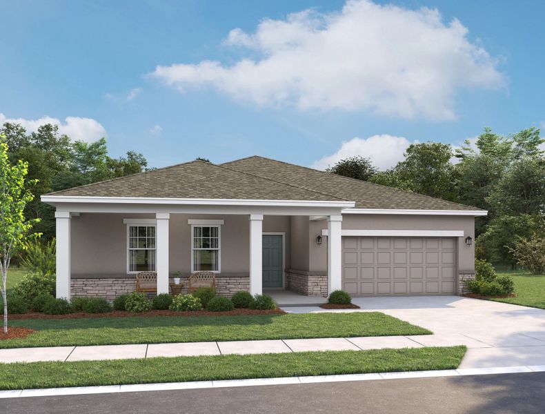 Front exterior of a new home in Tyson Reserve, St. Cloud, FL, highlighting curb appeal (Image 1). Front exterior of a new home in Tyson Reserve, St. Cloud, FL, highlighting curb appeal (Image 1).