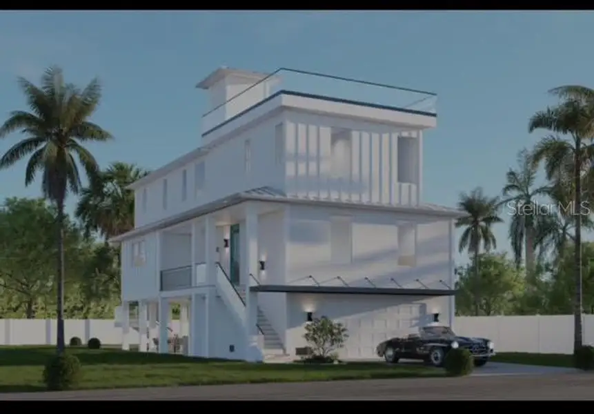 Front exterior of a new home in , Holmes Beach, FL, highlighting curb appeal (Image 1). Front exterior of a new home in , Holmes Beach, FL, highlighting curb appeal (Image 1).