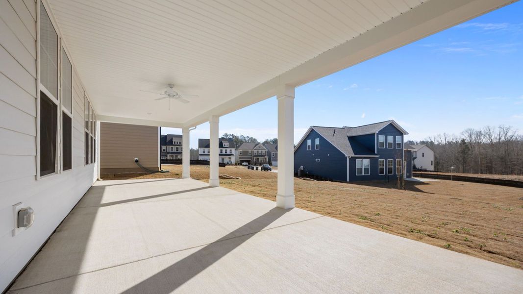 The Burton Plan by DRB homes at Lakeside Glen, in York SC -Rear Porch