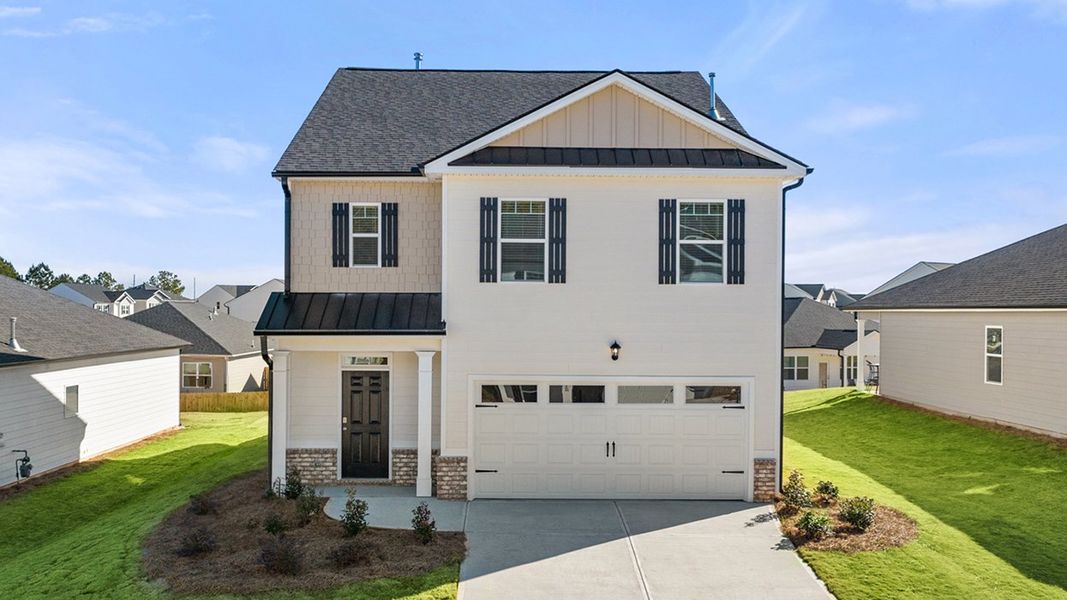 Representative exterior photo of a completed home built from the Robie by D.R. Horton in Kingston Ranch at Lake Oconee, Buckhead, GA (Image 2).