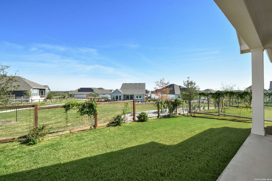Exterior details and patio area of a home in The Crossvine 45’, Schertz (Image 21).
