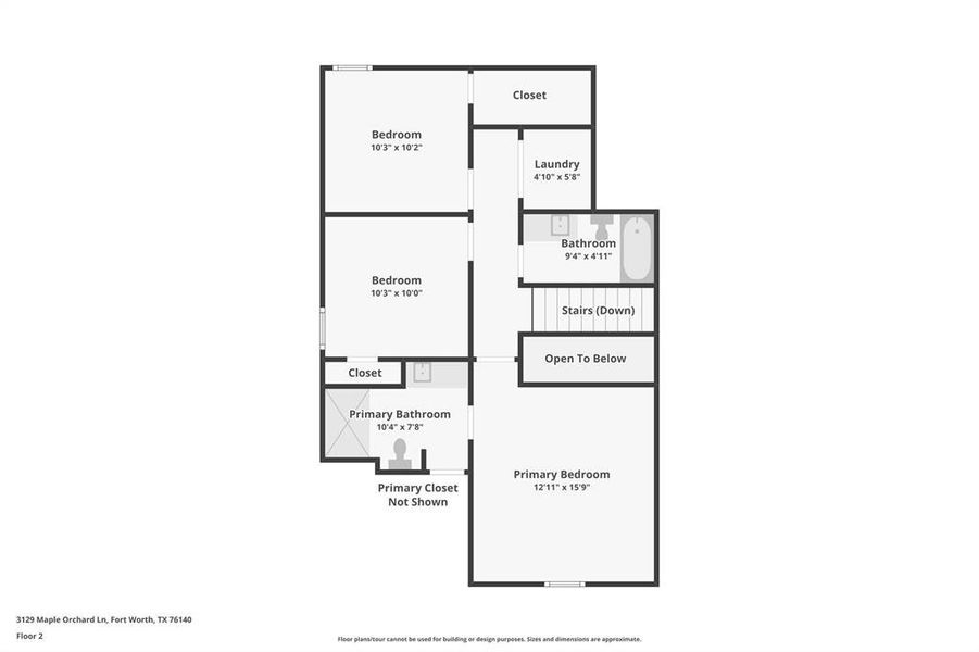 2D floor plan layout of this home in Orchard Village, Fort Worth, TX (Image 7). 2D floor plan layout of this home in Orchard Village, Fort Worth, TX (Image 7).