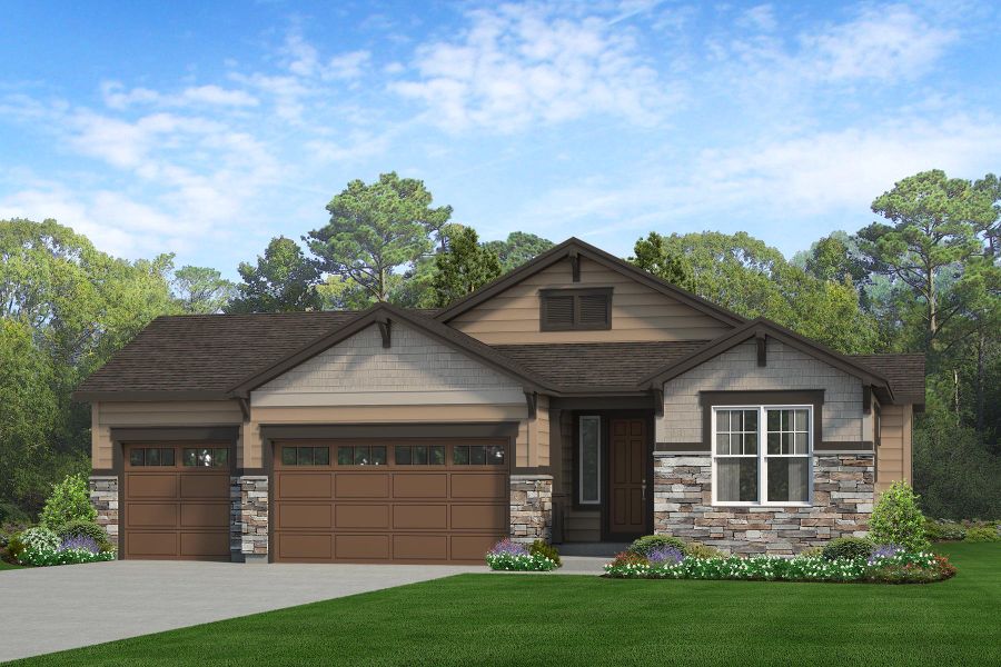 Representative exterior photo of a completed home built from the Lakewood II by Risewell Homes in Cherry Meadows, Brighton, CO (Image 12). Representative exterior photo of a completed home built from the Lakewood II by Risewell Homes in Cherry Meadows, Brighton, CO (Image 12).