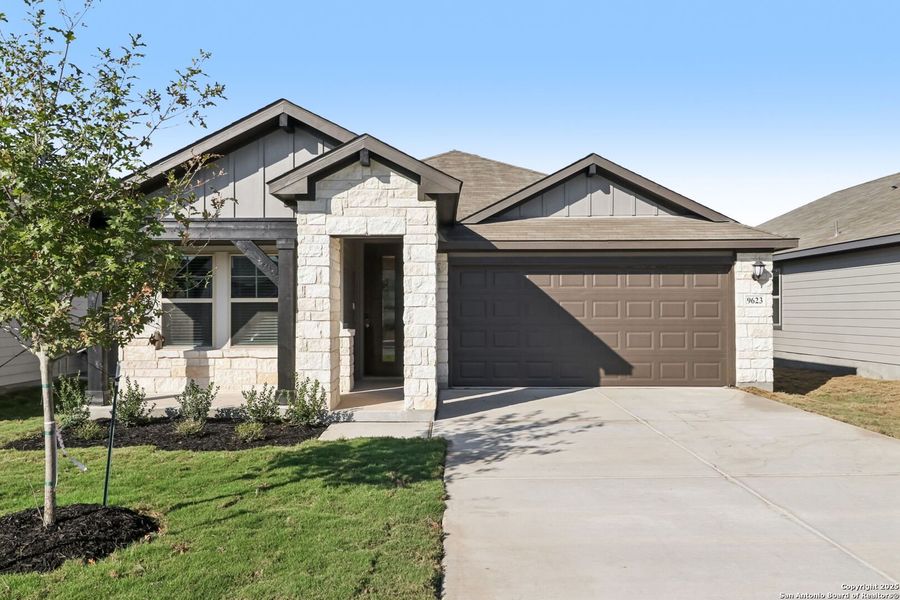 Front exterior of a new home in Catalina, Converse, TX, highlighting curb appeal (Image 20).