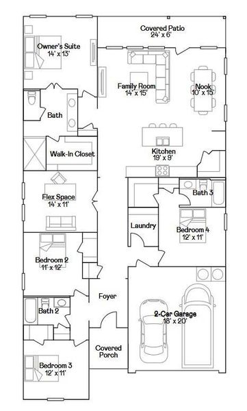 2D floor plan layout of this home in Ashland, Angleton, TX (Image 3).
