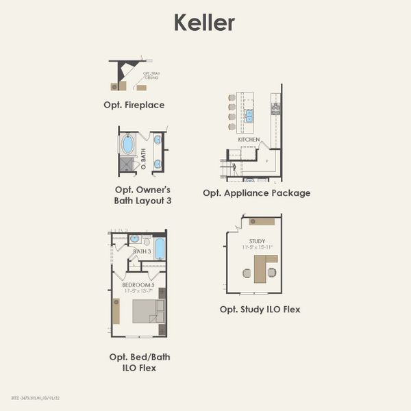 2D floor plan layout for the Keller by Pulte Homes in Rosemary Fields, Godley, TX (Image 6). 2D floor plan layout for the Keller by Pulte Homes in Rosemary Fields, Godley, TX (Image 6).