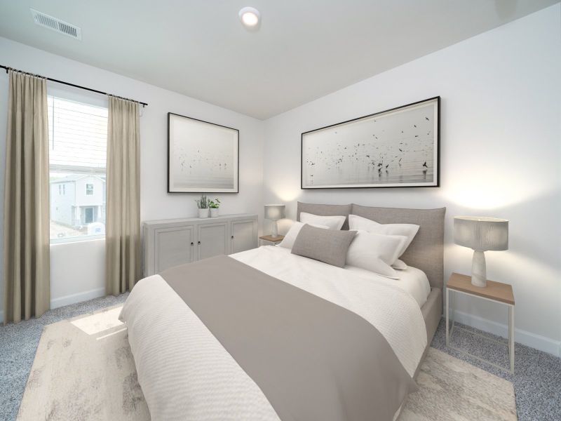 Secondary bedroom in the Roswell floorplan at a Meritage Homes community in Garner, NC.