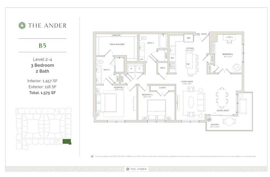 2D floor plan layout for the B5 by Ledgestone Development Group in The Ander, Austin, TX (Image 1).