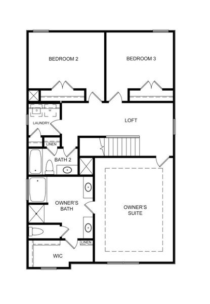2D floor plan layout for the The Baxter by Direct Residential Communities in Neely Farm, Covington, GA (Image 4).