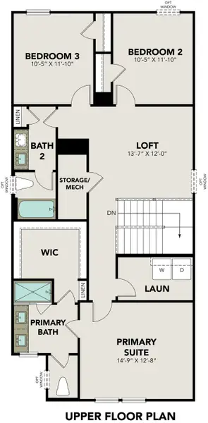 2D floor plan layout for the The Florence A by Davidson Homes LLC in Buffalo Way Villas, Houston, TX (Image 3).