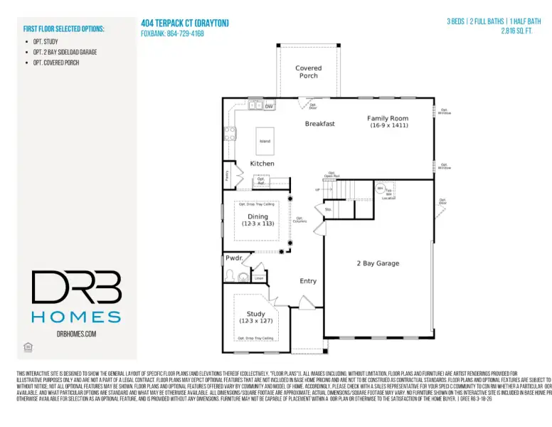 2D floor plan layout of this home in Foxbank, Gray Court, SC (Image 3).