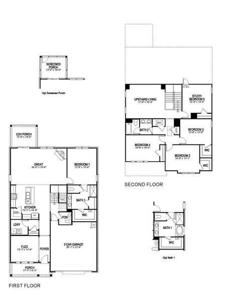 2D floor plan layout for the EMBRY by D.R. Horton in Harvest Point, Spring Hill, TN (Image 5).