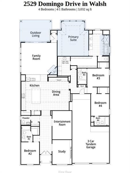 2D floor plan layout of this home in Walsh, Aledo, TX (Image 2).