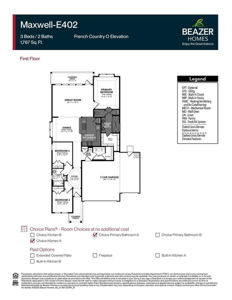2D floor plan layout of this home in Arabella on the Prairie, Richmond, TX (Image 2).
