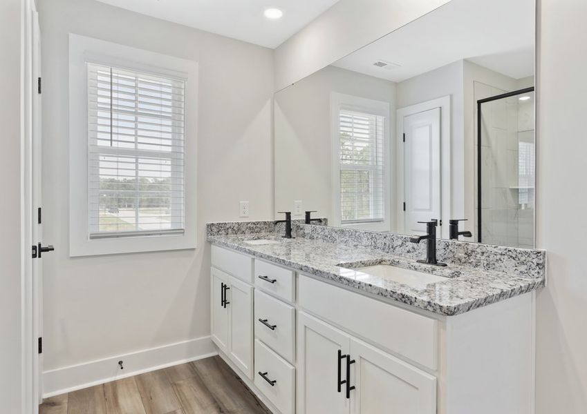 The master bathroom has double vanities The master bathroom has double vanities