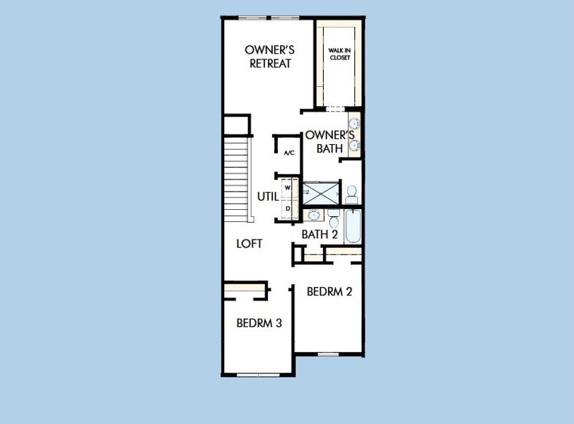 2D floor plan layout for the The Burney by David Weekley Homes in Waterset Townhomes, Apollo Beach, FL (Image 4).