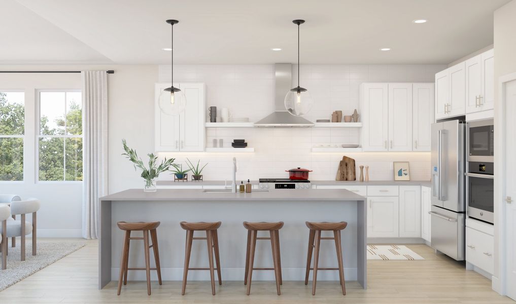 Kitchen with spacious central island