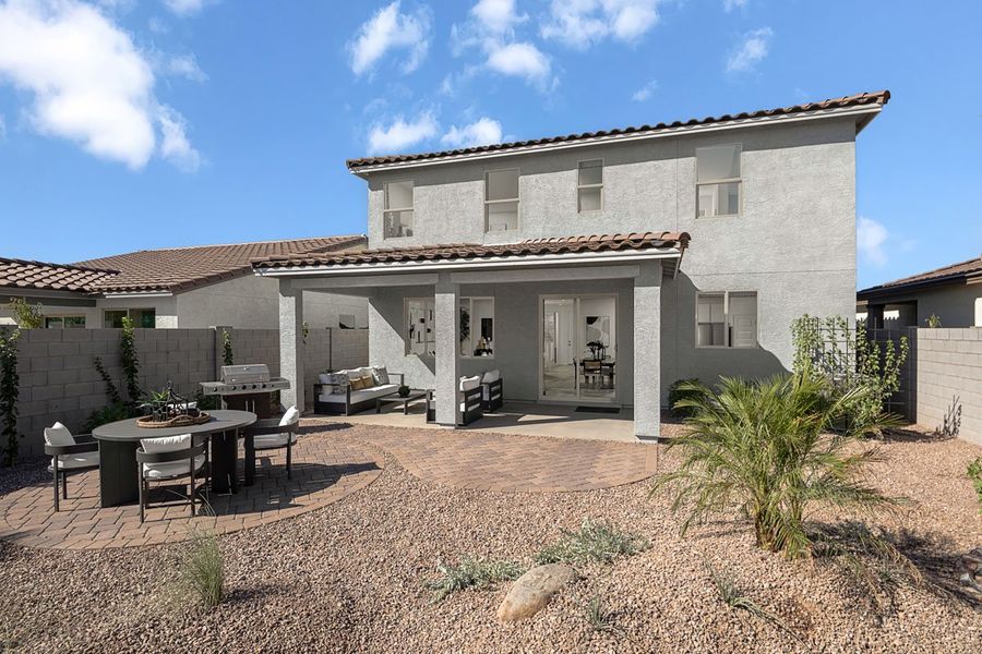 Representative exterior details of a home built from the 2373 Modeled by KB Home in Bella Camino Traditions, San Tan Valley (Image 3). Representative exterior details of a home built from the 2373 Modeled by KB Home in Bella Camino Traditions, San Tan Valley (Image 3).