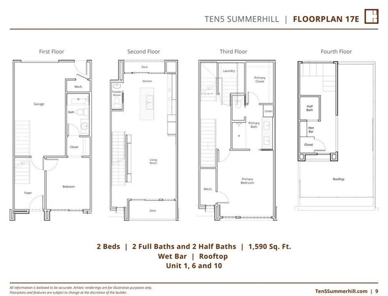 2D floor plan layout of this home in Ten 5 Summerhill, Atlanta, GA (Image 5).