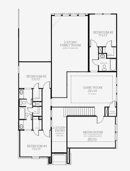 2D floor plan layout for the 3190W by Perry Homes in Two Step Farm 50', Montgomery, TX (Image 3).