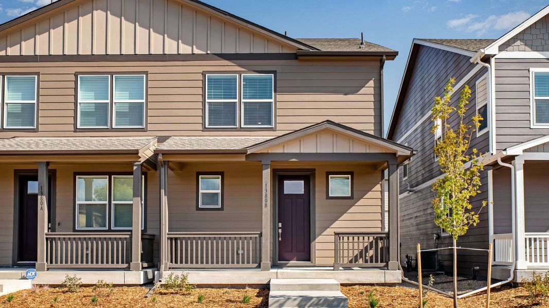 Front exterior of a new home in Arcadia, Denver, CO, highlighting curb appeal (Image 1). Front exterior of a new home in Arcadia, Denver, CO, highlighting curb appeal (Image 1).