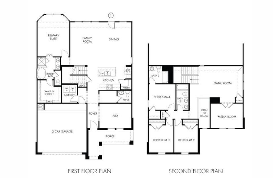 2D floor plan layout of this home in Stewart's Ranch, Conroe, TX (Image 2).