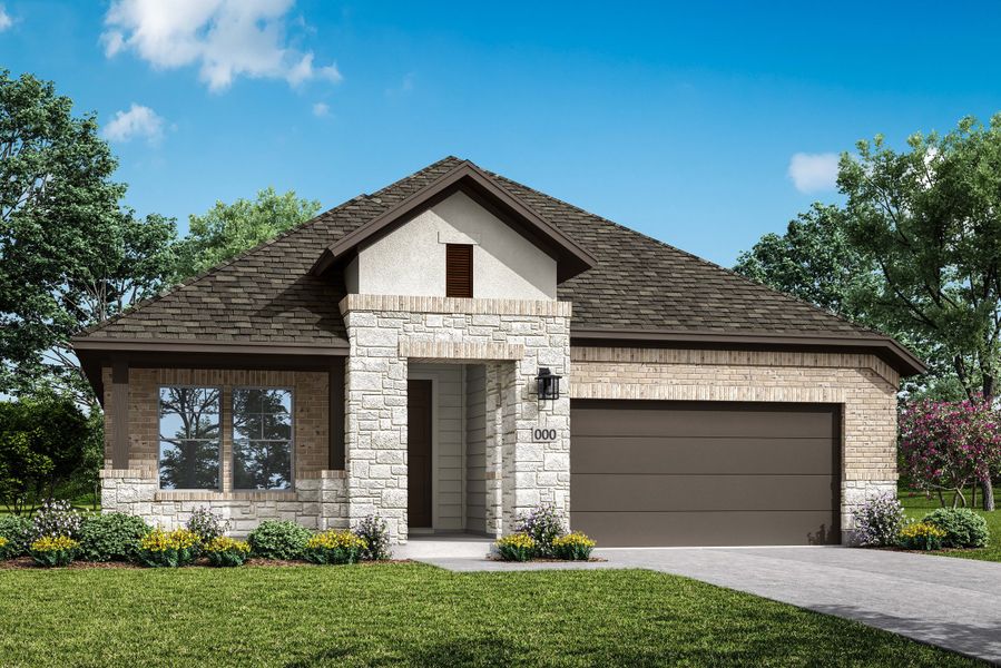 Representative exterior photo of a completed home built from the Clebourne by Tri Pointe Homes in Lagos Reserve, Manor, TX (Image 20).