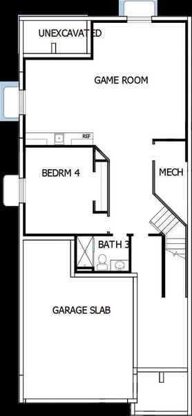 2D floor plan layout of this home in Revel Crossing at Wolf Ranch - The Panorama Collection, Colorado Springs, CO (Image 4).