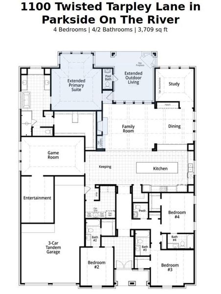 2D floor plan layout of this home in Parkside On The River: 70ft. lots, Georgetown, TX (Image 2). 2D floor plan layout of this home in Parkside On The River: 70ft. lots, Georgetown, TX (Image 2).