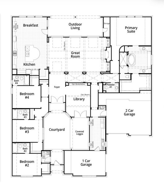 2D floor plan layout for the 672 Plan by Highland Homes in The Grove Frisco: 95ft. lots, Frisco, TX (Image 4).