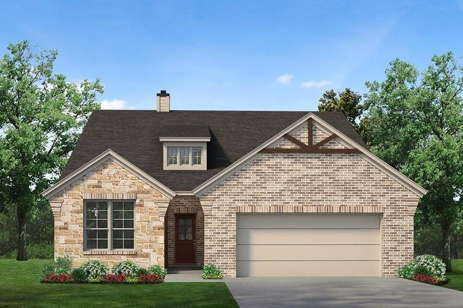 Front exterior of a new home in Cedar Ridge Estates, Anna, TX, highlighting curb appeal (Image 15).