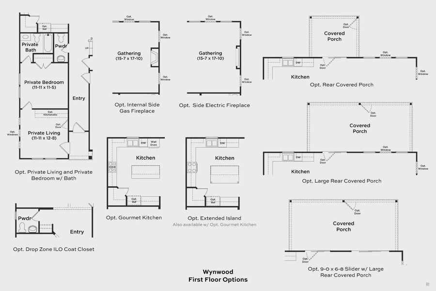 2D floor plan layout for the Wynwood by DRB Homes in Cottages of Bearwood, Mount Pleasant, TN (Image 34).