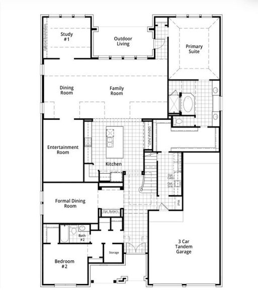 2D floor plan layout for the 224 by Highland Homes in Grange, Katy, TX (Image 34).