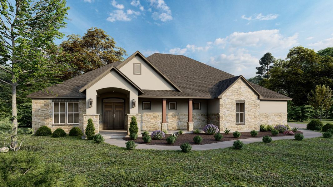 Front exterior of a home in the The Timbers community, located in La Vernia, TX (Image 8).