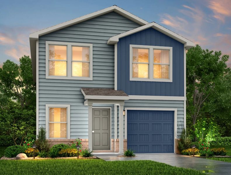 Representative exterior photo of a completed home built from the Redwood by National HomeCorp in Santa Fe, Cleveland, TX (Image 2). Representative exterior photo of a completed home built from the Redwood by National HomeCorp in Santa Fe, Cleveland, TX (Image 2).