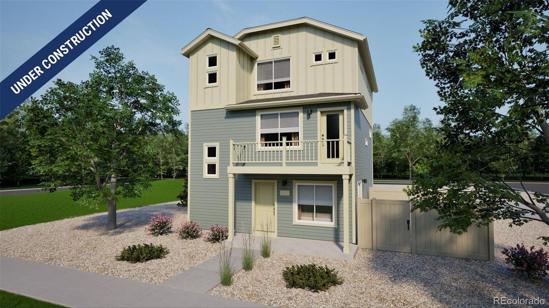 Front exterior of a new home in Muegge Farms, Bennett, CO, highlighting curb appeal (Image 2). Front exterior of a new home in Muegge Farms, Bennett, CO, highlighting curb appeal (Image 2).