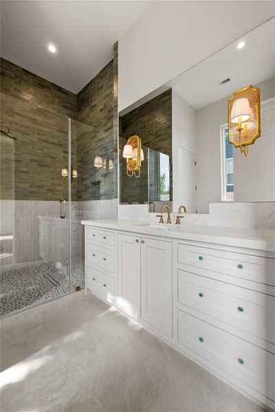Another view of this large full bath downstairs.