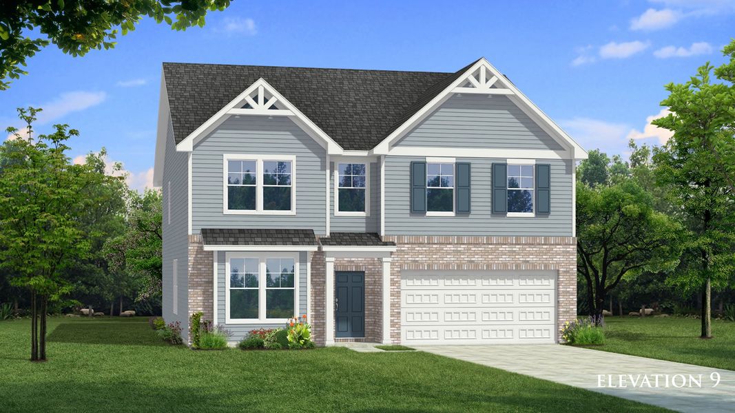 Representative exterior photo of a completed home built from the Everest III by DRB Homes in Westminster, Covington, GA (Image 1). Representative exterior photo of a completed home built from the Everest III by DRB Homes in Westminster, Covington, GA (Image 1).