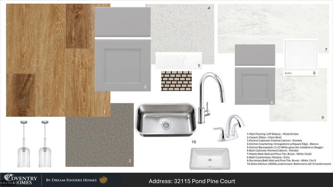 Sample of building materials used in homes in The Meadows at Imperial Oaks, Spring (Image 3).