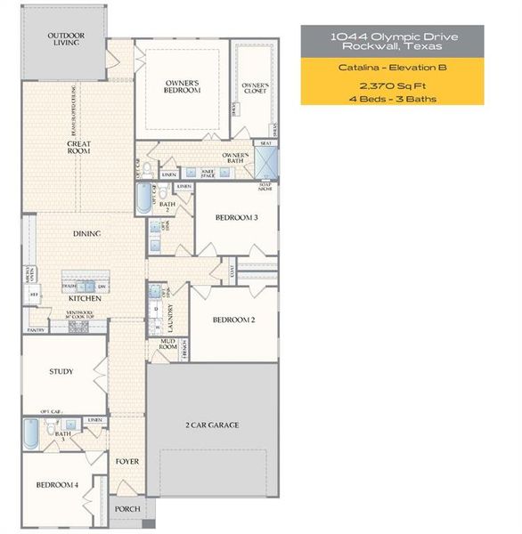 2D floor plan layout of this home in The Highlands, Rockwall, TX (Image 3).