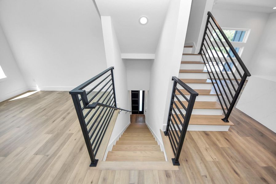 Stairs with modern rails.