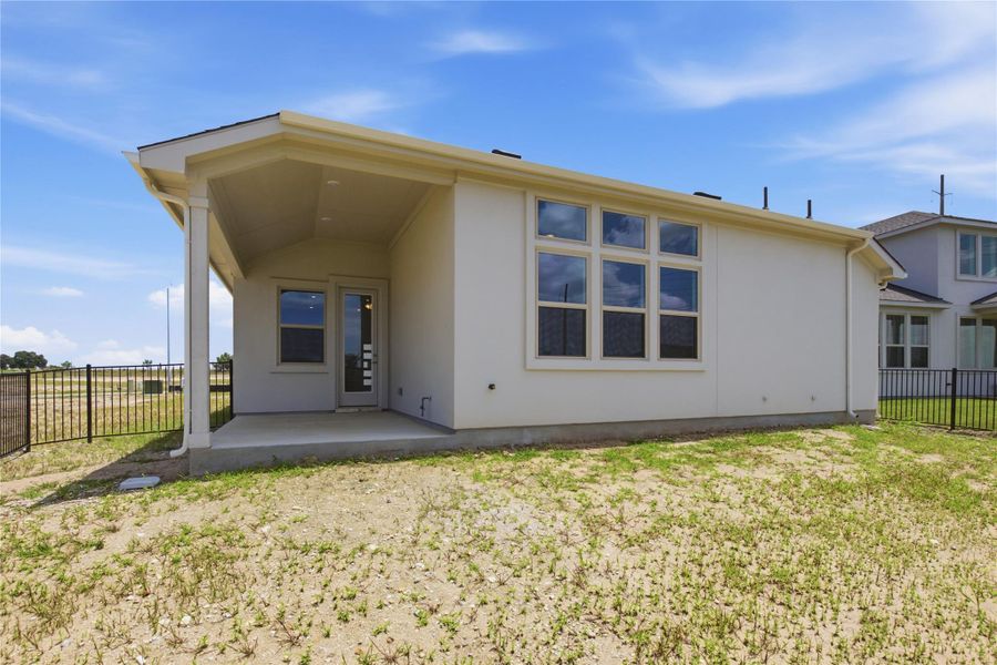 Exterior details and patio area of a home in Preserve at Lakeside Meadows, Pflugerville (Image 4).