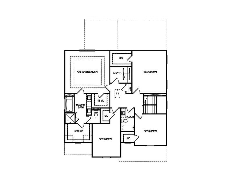 2D floor plan layout for the The Miller by Walker Anderson Homes in Hemingway, Flowery Branch, GA (Image 6).