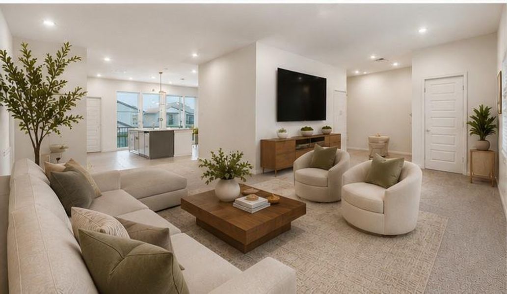 Virtually staged living area. Virtually staged living area.