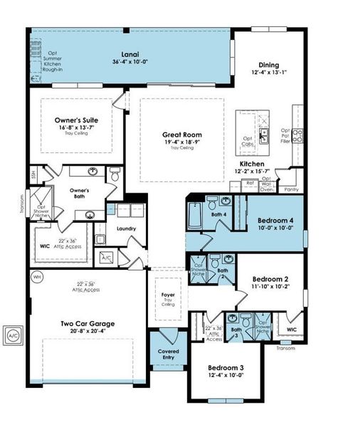 2D floor plan layout of this home in Mosaic, Port St. Lucie, FL (Image 4).