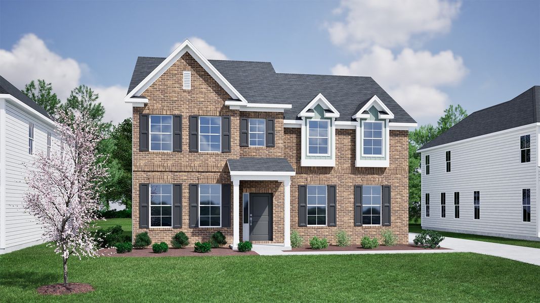 Representative exterior photo of a completed home built from the Edisto - Vanguard Collection by Mungo Homes in Lilah Grove, Summerfield, NC (Image 20).